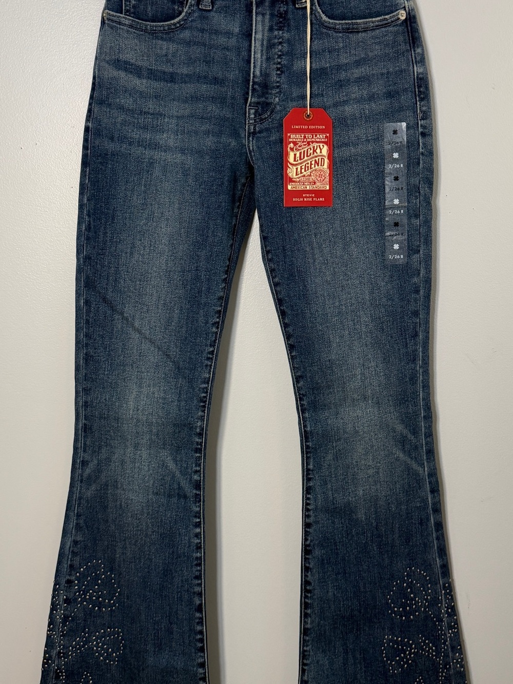 Lucky Brand Lucky Legend studded high rise Stevie flare jeans size 2/26 NWTS